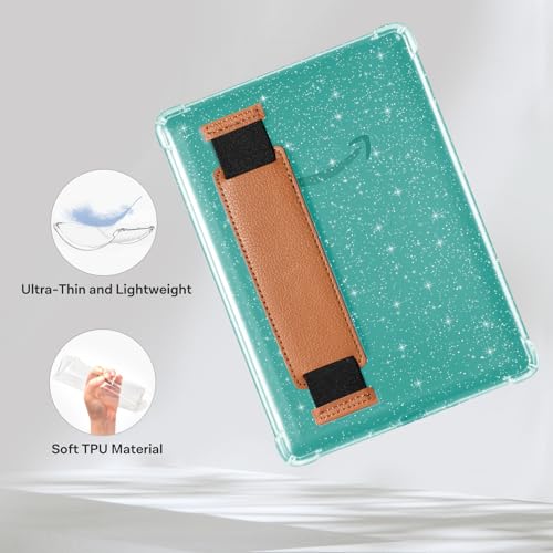 Image of iDLEHANDS Clear Glitter Case for 7 inch Tablet Case - Ultra Slim Soft TPU Transparent Cover & Lightweight with Hand-Strap, Brown