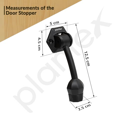 Image of Plantex Door Stopper for Main Door /5-Inch Stopper with Rubber Grip /Stoppers for Wooden Door /Stops for Door - Pack of 4 (Z-Black)
