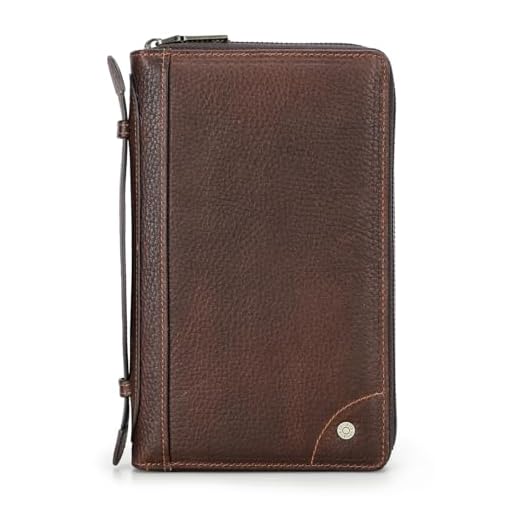 Carteira Longa Masculina CONTACTS de Couro Legítimo de Luxo com Proteção RFID, 18 Porta-Cartões, Suporte para Caneta, Bolso para Celular com Fecho, Slot AirTag, Bolso Grande para Moedas e Alça de Mão