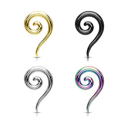 Covet Jewelry 316L Surgical Steel Spiral Tapers3