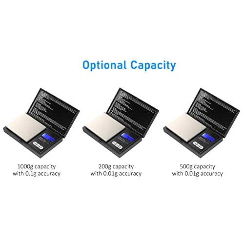 Balança digital portátil 500g / 0,01g Escala de ouro de alta precisão para joias com 7 unidades Bala