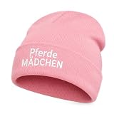 Pinke Beanie Mütze Stickerei Pferde mädchen geschenk für Reiterinnen