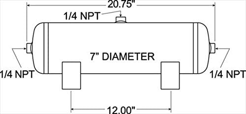 Tanque de ar Firestone 9148 de 3 galões com 3 portas NPT de 1/4 in – 1 unidade