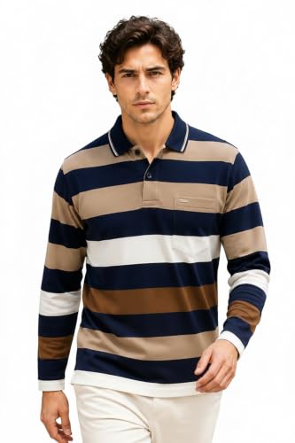 Image of Full Sleeve Polo T Shirt for Men Cotton with Pocket and Collar - Regular Fit Tshirt