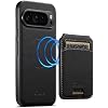 PASNEW Case for Google Pixel 10 Pro XL,Compatible with Magsafe Wireless Charging Wallet Case [Military Grade Drop Protection] Luxury Leather Cover Slot Card Holder Kickstand - Black