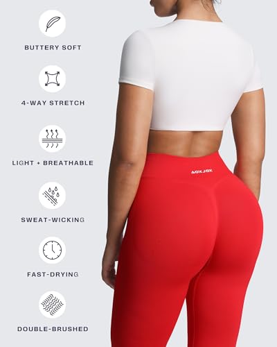 Image of Aoxjox Short Sleeve Crop Tops for Women Sienna Twist Deep V Workout Cropped T Shirt Top