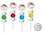 brochetas sencillas de golosinas Vendido y Enviado por CAPRILO Lote de 30 Originales Brochetas de Golosinas Personalizables\" Chapa Alfiler Felicidades\". Recuerdos. Juguetes y Regalos para Fiestas de Cumpleaños, Bodas, Bautizos y Comuniones.DC.