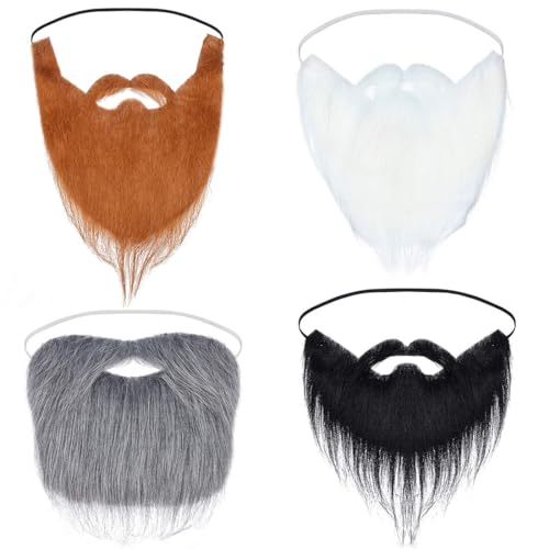 4 Pezzi Barbe Finte Baffi Finti False Baffi Divertenti Finti Funny Moustache per Halloween Gioco Costume Festival Vestire Viso Capelli Travestimento