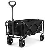 BDIT Accessori Carrello Pieghevole da Trasporto fino a 80 kg, Carrello Portatutto con Ruote Girevoli 360°, Manico Regolabile 66–90 cm, Richiudibile Salvaspazio per Campeggio, Picnic e Uso Quotidiano