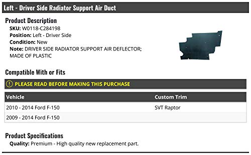 Left Driver Side Radiator Support Air Duct - Compatible With 2009-2014 Ford F-150 #TOP1