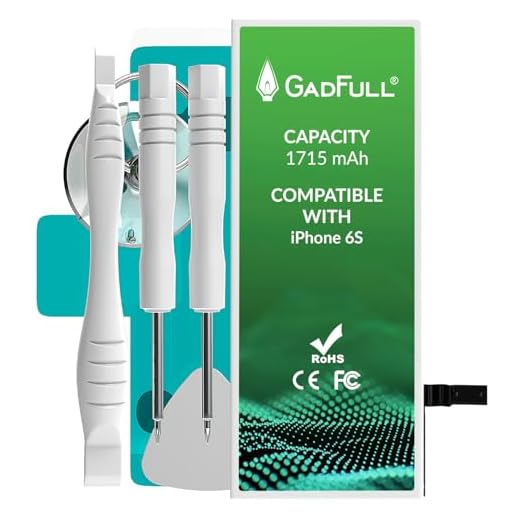 GadFull Batteri för iPhone 6S | 2021 tillverkningsår | Reparationssats med instruktion och ersättning självhäftande remsats | utan laddningscykler | kvalitetsmått batteri | Fungerar med alla original APN | Accu batteri