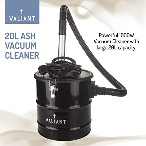 VALIANT FIR274, Ash Vacuum for Fireplaces, Stoves & Barbecue  1000W-20L Capacity, Black, 1000 W, 20 liters