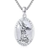 Collar con colgante de San Miguel, San Cristóbal y San Sebastián, ángel Guradiano, Nuestra Señora de Guadalupe, para hombres y mujeres, collar de protección religioso católico en plata de ley 925