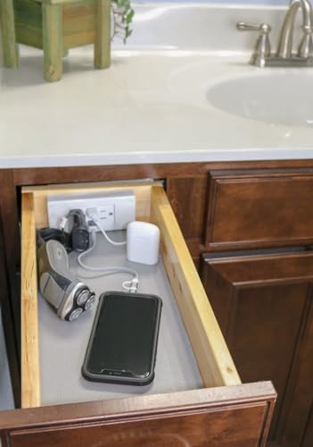 Compact in-Drawer Outlet Charging Station (2) 15 Amp AC Outlets (2) USB-A Ports with Cord Management Arm, White