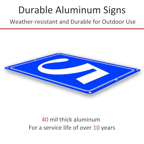Image of Premium Aluminum Number Signs 5, Metal 12 inch X 8 inch Blue Numbered Signs Outdoor for Parking Lots, Floor, Dock, Court, Aisle, Field, High Visibility, No Fade, Weather-resistant