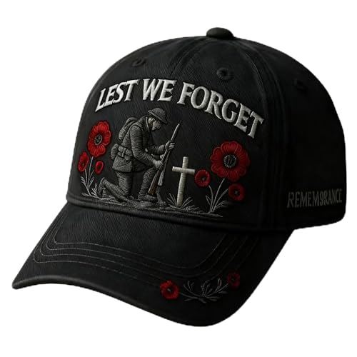 Heroes Never Forgotten Remembrance Cap, Keep Their Memory Alive, Freedom Hat, Adjustable Baseball Hat with 3D Embroidered Design (UK, Alpha, One Size, Black)