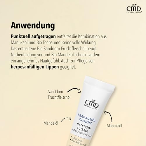 CMD Naturkosmetik Teebaumöl Intensivcreme bei Pickeln und Lippenbläschen, 10ml