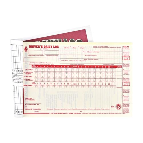 Dzienny dziennik kierowcy 10 szt. ze szczegółowym raportem z inspekcji pojazdu i dziennym podsumowaniem - format książki, 2-warstwowy z węglem, 21,5 x 14 cm, 31 zestawów form na książkę - J. Keller & Associates