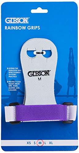 Gibson Rainbow Gymnastic Grips, 3 Sizes, Medium, Large, X-Large, 4 Colors, Pink, Blue, Violet, Black, Made In Usa, Beginner Gymnastic Hand Grips, Unisex, Fit For Kids And Adults, Long Lasting Leather #TOP3