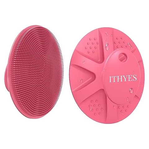 Ithyes Silicone Body Scrubber Exfoliating Body Brush for Men Women Lathers Well Easy to Clean More Hygienic Than Loofah Shower Scrubber Face Scrubber for Sensitive Skin 1 Pack (Pink) Cover