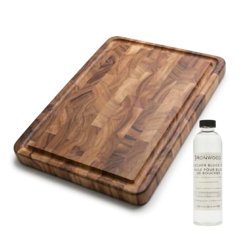 Image of Ironwood Gourmet Charleston End Grain Board with Juice Channel and Butcher Block Oil Set
