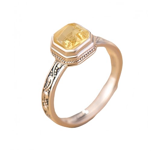 Bague argent 925 femme réglable en pierre citrine naturelle faite main