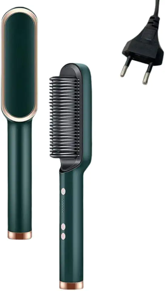 Escova Alisadora Anion Hair 3 em 1-110/220 - Alisa, Seca e Hidrata Cabelos - Ideal Para Todos Os Tipos De Fios (Verde)