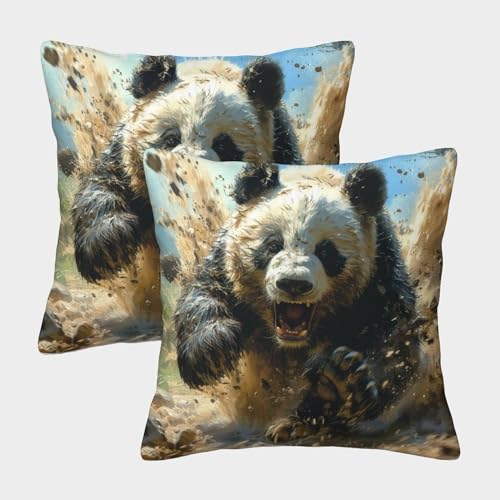 Fundas de cojín cuadradas de panda gigante con estampado en 3D, para patio, sofá, tienda, balcón y sofá, 45 x 45 cm