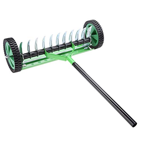 GOTOTOP Rolling Lawn Aerator, 17in Rolling Lawn Scarifier Aerator Rotary Push Tine Spike