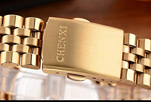Classic Gold Watch Stainless Steel His and Hers Pair Wrist Watches for Men Women Couple Quartz Watch Gift (Gold) - Thumbnail 7