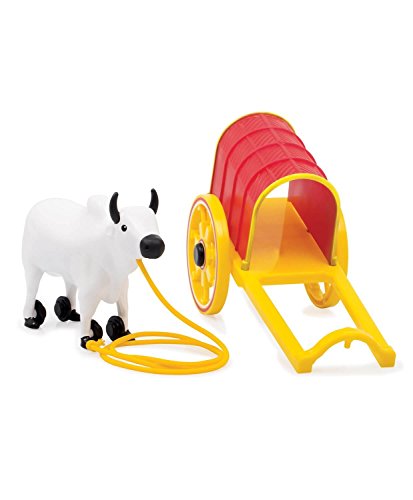 Image of Giggles Nico The Giraffe Pull Along Toy Head Bobs Tail Wags Walking & Funskool Digger The Dog Pull Along Toy & Giggles Bullock Cart 2 in Pull Along Toy