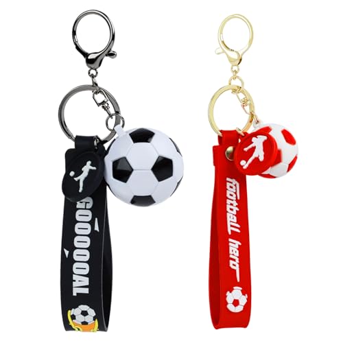 Soccer Gifts Keychain, Football Inspirational Keyring Sports Fan Silicone Key Rings for Backpack, Sport Ball Car Keyrings Cute Soccers Ball Keyring for Teens Sports School Carnival Reward Party Favors