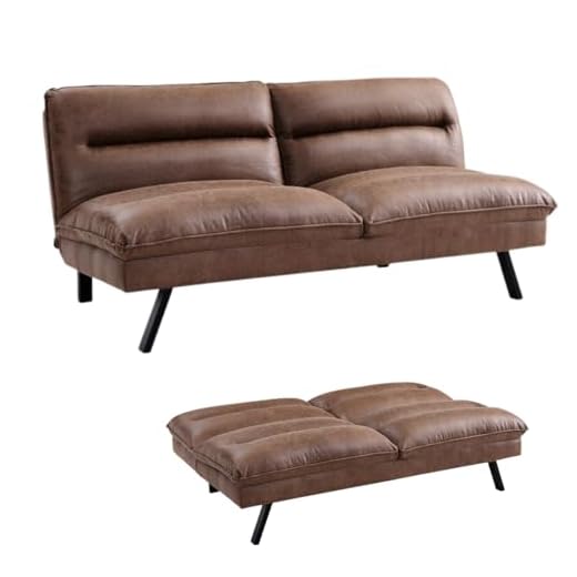 Home Detail Air Leather Sofa Bed with Padded Seat and Backrest Three Seater Sofabed in Brown or Grey Finish (Brown) 25 Home Detail Air Leather Sofa Bed with Padded Seat and Backrest Three Seater Sofabed in Brown or Grey Finish (Brown)