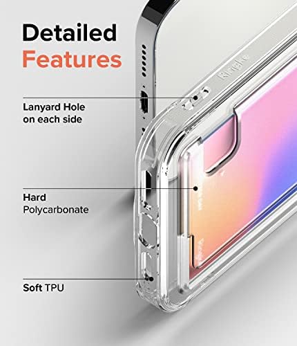 Ringke Fusion Card Compatible with iPhone 12 Pro Max Case, Transparent Hard Back with Built-in Slim Card Holder Wallet Cover - Clear