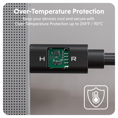 HyperDrive Next USB4 Type-C Performance Charging Cable — USB C Charging w/ 40Gbps Data Transfer, 240W Power Delivery, Fast Charge, 8K Video Support (4ft/1.2m - Black) by Hyper - Image 5