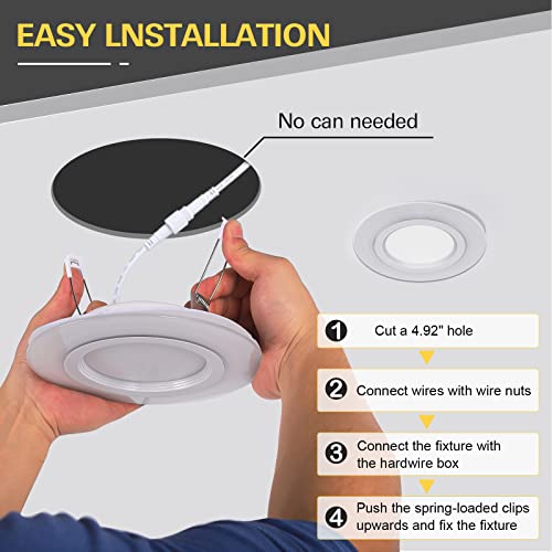 12 Pack 6 Inch New Construction Integrated Led Recessed Night Light Retrofit Module Kit W/Selectable 5Cct, Cri90, 1400Lm, 14W=120W, Baffle Trim, Dimmable Can-Killer Downlight, J-Box Included #TOP5