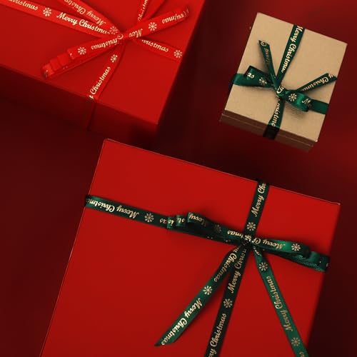 2 Rolls x 22m Red and Green Christmas Ribbon for Gift Wrapping Satin Ribbons 10mm Wide, Thin Christmas Red and Green Ribbon for Gift Wrapping Xmas Crafts Cake Present Decorations 2/5 inch — photo 5