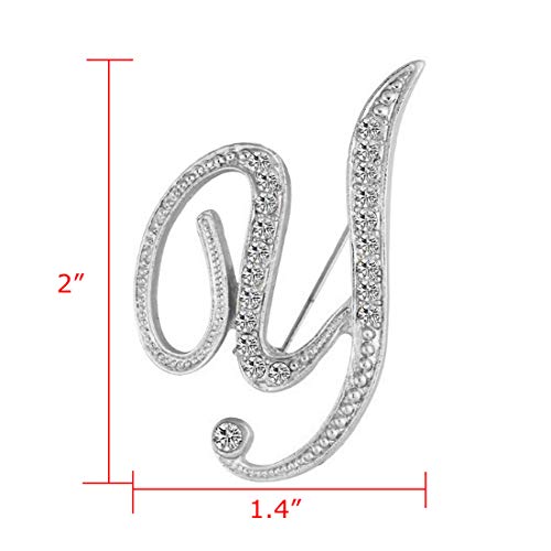 Silver Crystal 26 Initial Alphabet Letters Charms Monogram Enamel Lapel Badge Brooch Pin (Y) #TOP1