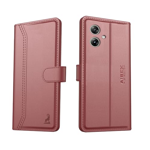 Image of AIBEX Compatible for Motorola G54 5G / Motorola G64 5G Flip Cover Leather Finish with Magnatic Closure | Inside TPU with Card Pockets | Wallet Stand | Complete Protection Flip Case -Brown