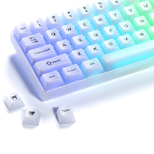 x XVX Keyboard Keycaps White, Clear Jelly Keycaps 60 65 75 100 Percent, Translucent Cute Custom Key caps Set 124 Keys for Mechanical Gaming Keyboards(Cherry Profile)