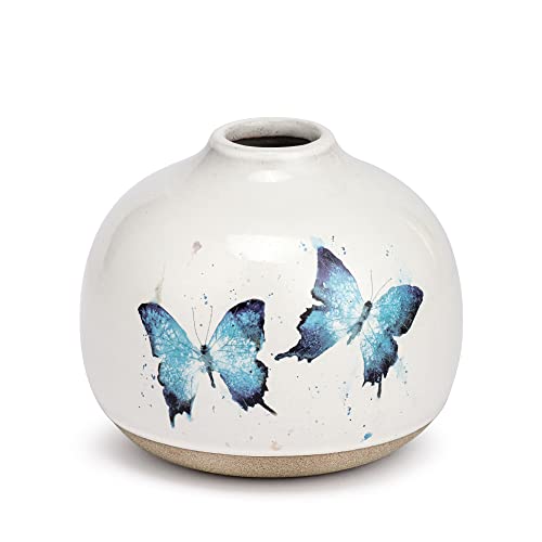 Demdaco Watercolor Blue Butterfly 4.5 X 4 Stoneware Just Because Decorative Vase #TOP8