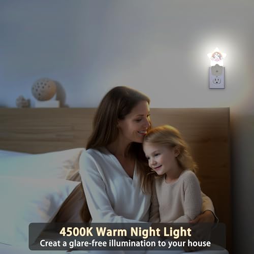 Image of Unicorns Rainbows Plug-in Night Light with Dusk-to-Dawn Sensor for Bedroom,Bathroom and Living Room Sleep Friendly lamp for Women /Girls /Boys Gift,0.5W