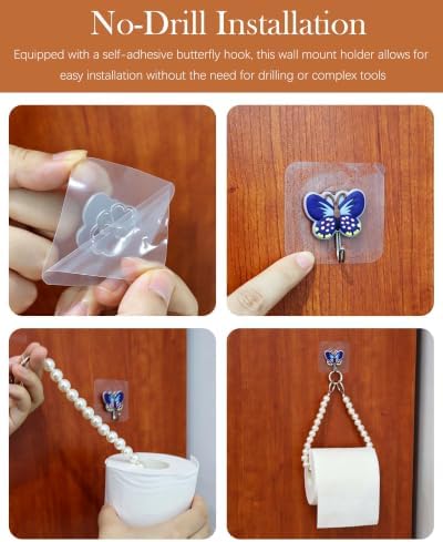 2 Set Beaded Tissue Roll Holder with Butterfly Wall Hook,White Orange — 사진 6