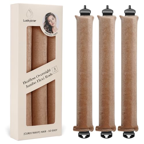 Bigodino per capelli senza calore durante la notte, aste flessibili per ricci morbidi senza calore, senza calore, strumenti per lo styling durante la notte, 3 pezzi, cachi