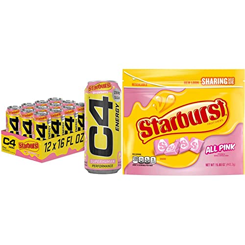 C4 Energy Drink By Cellucor | Starburst Strawberry | Carbonated Sugar Free Pre Workout Performance Drink | 16 Oz - 12 Pack Case #TOP7