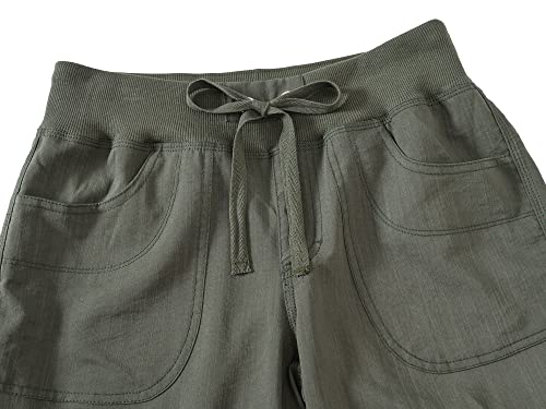 MoFiz Women's Cargo Capris Hiking Pants Lightweight Quick Dry Running Outdoor Casual Shorts Button Pockets UPF 50+ Army Green M - Thumbnail 5