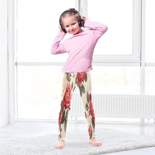 Toddler Girls Leggings Printed Yoga Pants Leggings Butterfly White Rose for Kids4