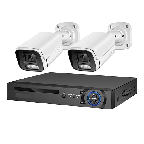 AIRYSSFU Telecamera di Sorveglianza, di telecamere di Sicurezza 4K Microfono da 8 MP CCTV Poe NVR AI Telecamera di sorveglianza Video Domestica Notturna a Colori Set Esterno