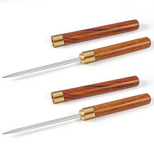 Ice Pick with Cover - 2 Pack Stainless Steel Ice Picks for Breaking Ice, Non-slip Wooden Handle Ice Pick Tool Easy to Grip, Ice Picks for Kitchen (Long)