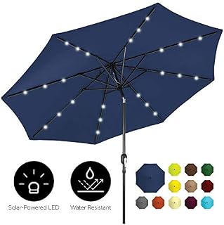 Best Choice Products 10ft Solar LED Lighted Patio Umbrella w/Tilt Adjustment, Fade-Resistant Fabric